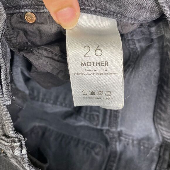 Mother Pants Women’s 26 Black The Stunner Zip Ankle Step Fray Not Guilty Grunge - Picture 10 of 14